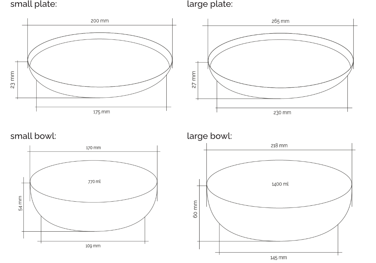 dimensions of our plates and bowls
