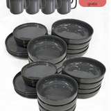 Geschirr-Set aus recycelter Keramik, Kollektion Nova Bao, Midnight Grey