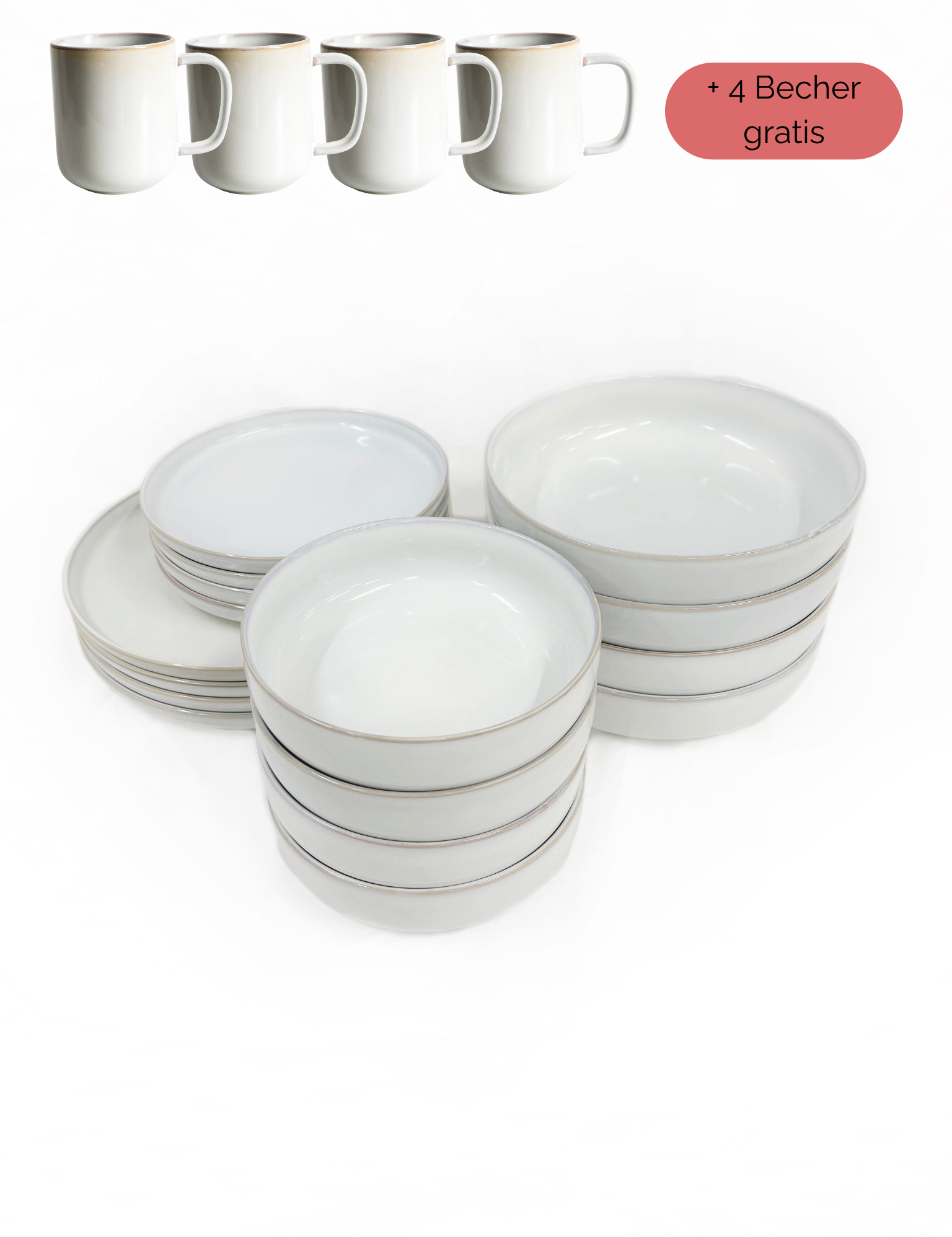 Geschirr-Set aus recycelter Keramik, Kollektion Nova Bao, Moonshine Grey