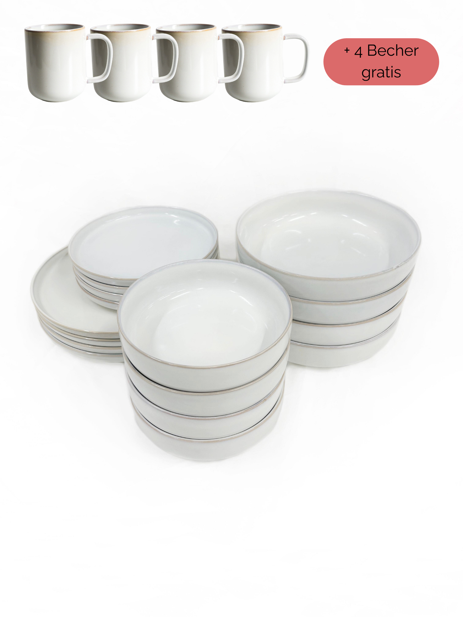 Geschirr-Set aus recycelter Keramik, Kollektion Nova Bao, Moonshine Grey