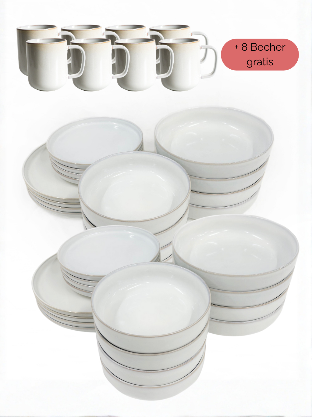 Geschirr-Set aus recycelter Keramik, Kollektion Nova Bao, Moonshine Grey