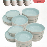 Geschirr-Set aus recycelter Keramik, Kollektion Nova Mei, Dusty Mint 