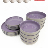 Geschirr-Set aus recycelter Keramik, Kollektion Nova Mei, Lavendel Blossom