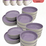 Geschirr-Set aus recycelter Keramik, Kollektion Nova Mei, Lavendel Blossom