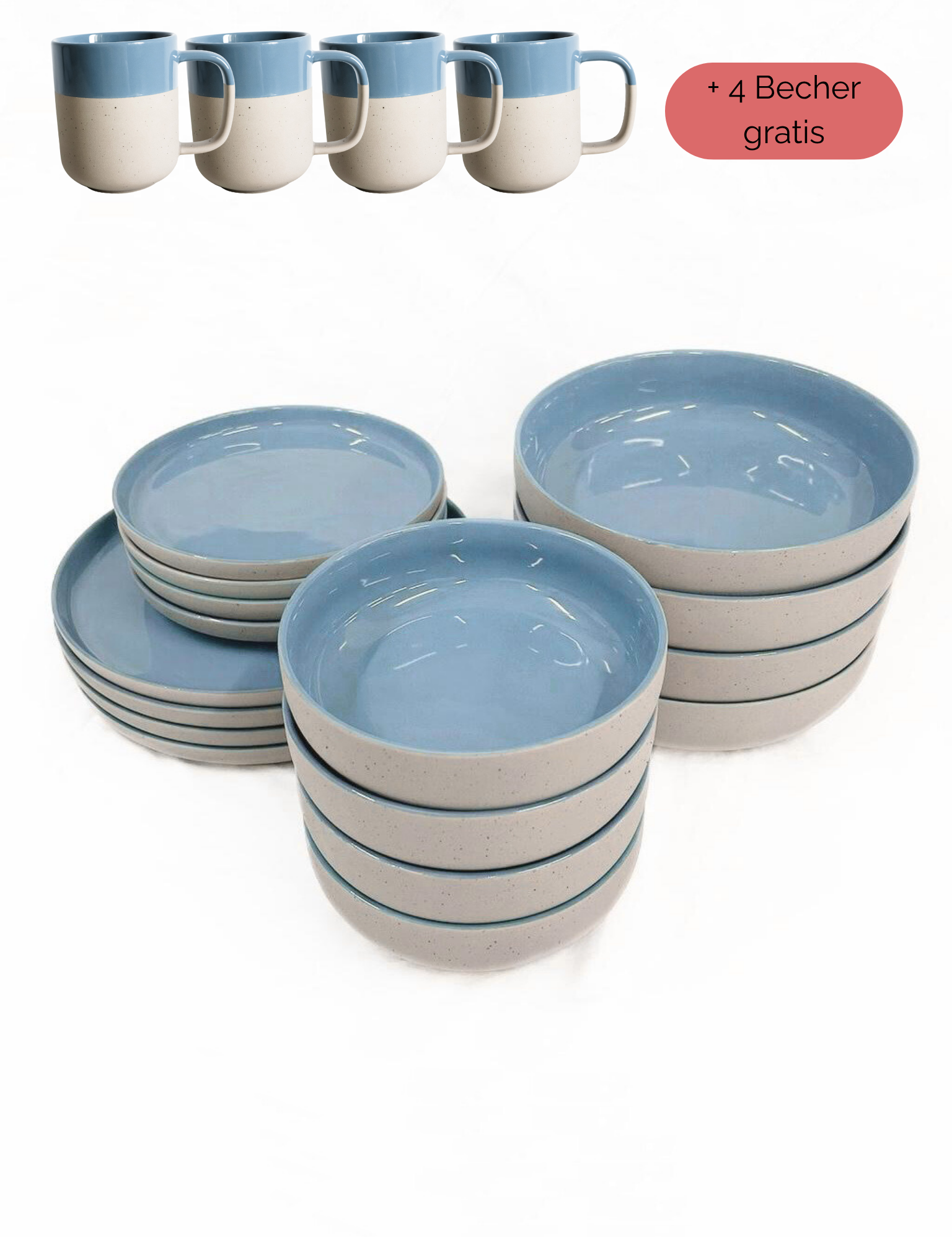Geschirr-Set aus recycelter Keramik, Kollektion Nova Mei, Mystic Petrol