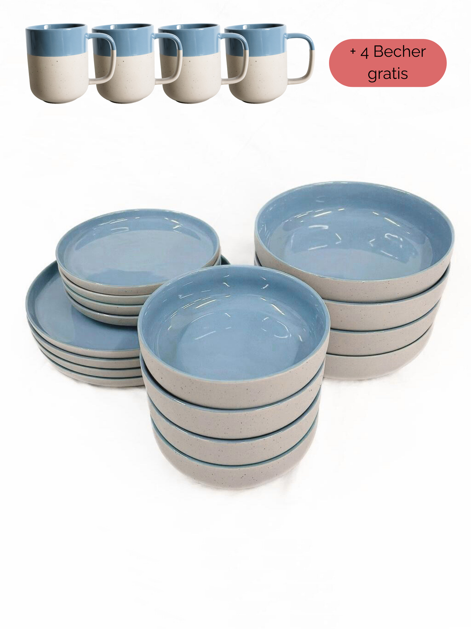 Geschirr-Set aus recycelter Keramik, Kollektion Nova Mei, Mystic Petrol