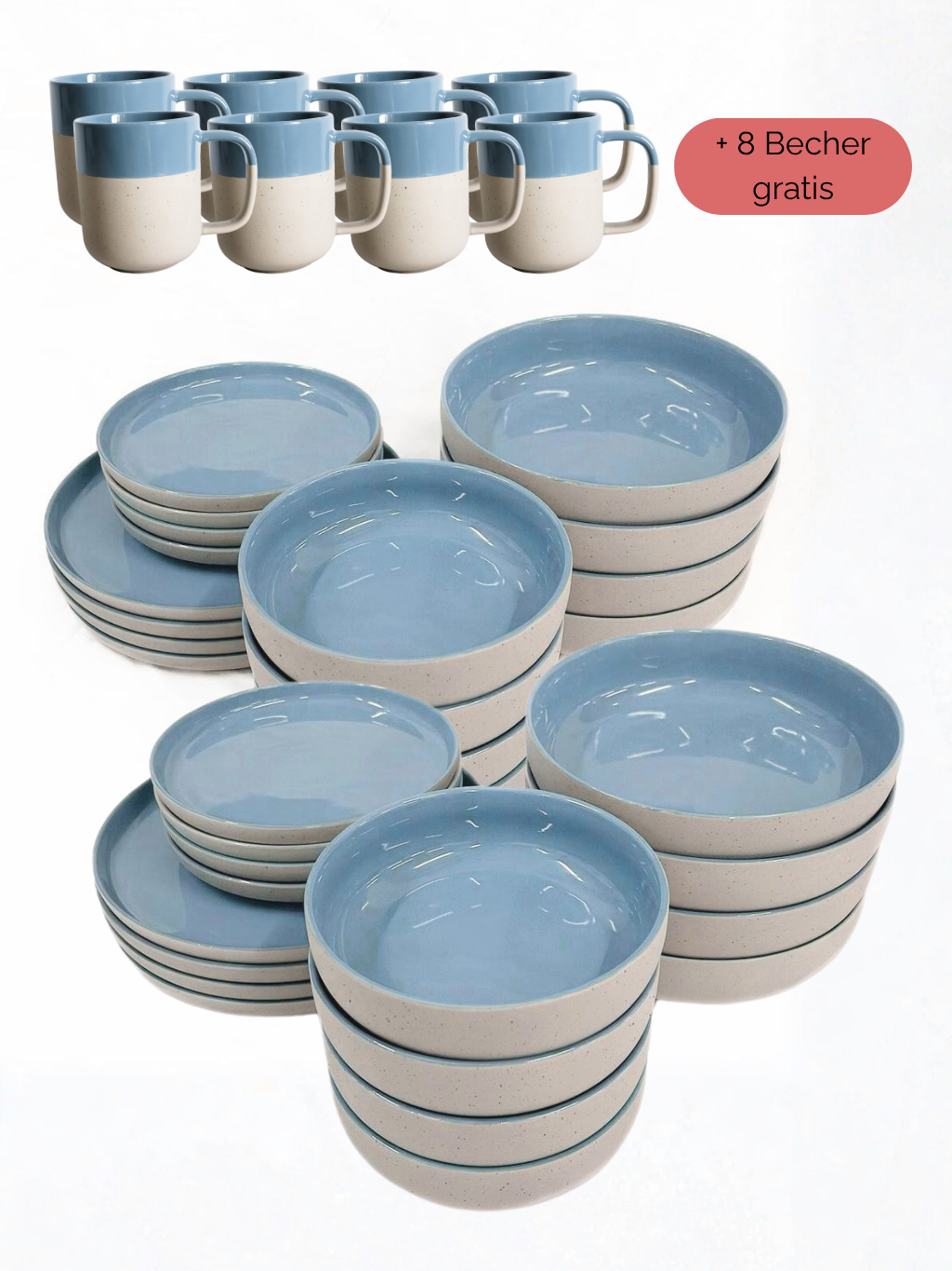 Geschirr-Set aus recycelter Keramik, Kollektion Nova Mei, Mystic Petrol