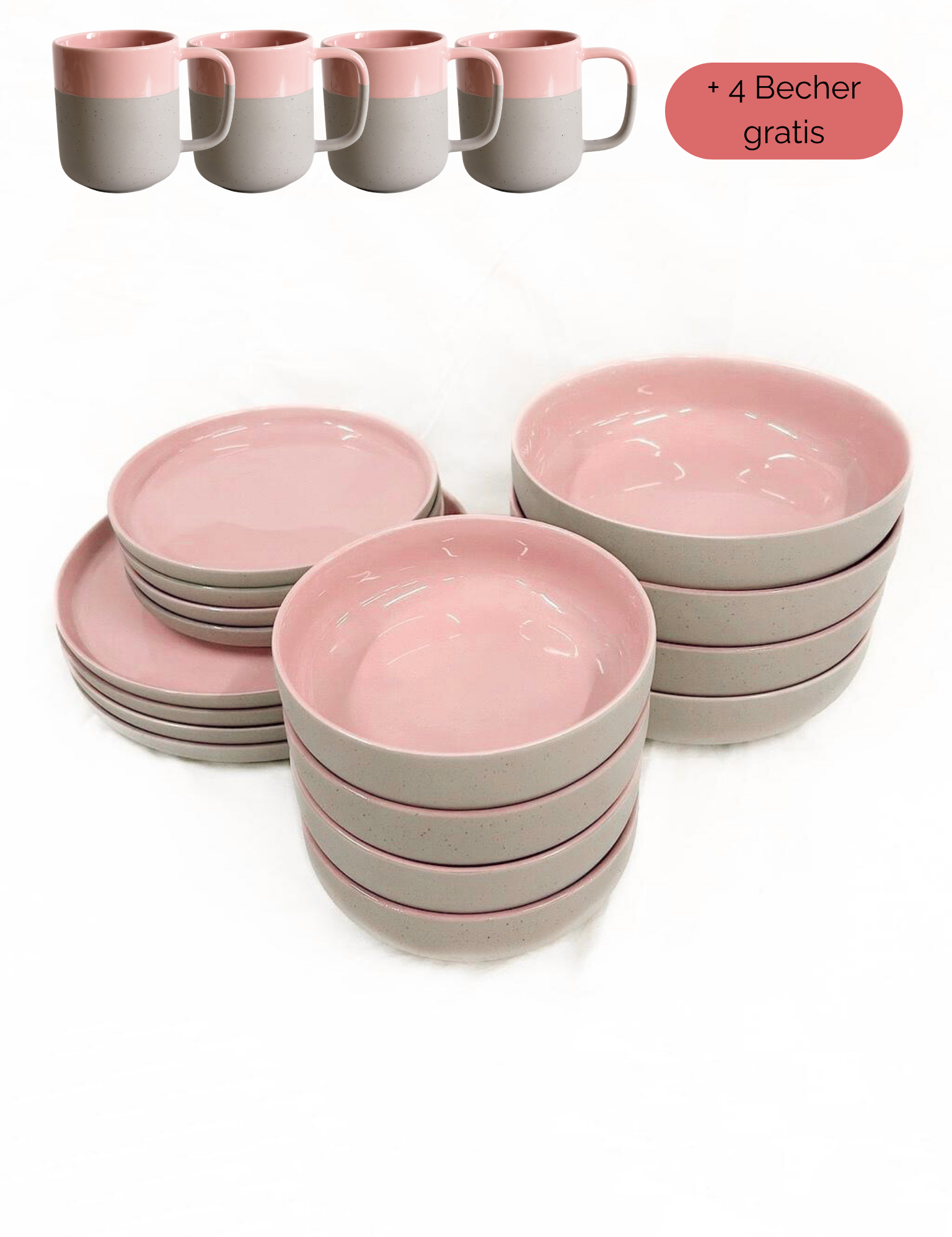 Geschirr-Set aus recycelter Keramik, Kollektion Nova Mei, Peach Glow