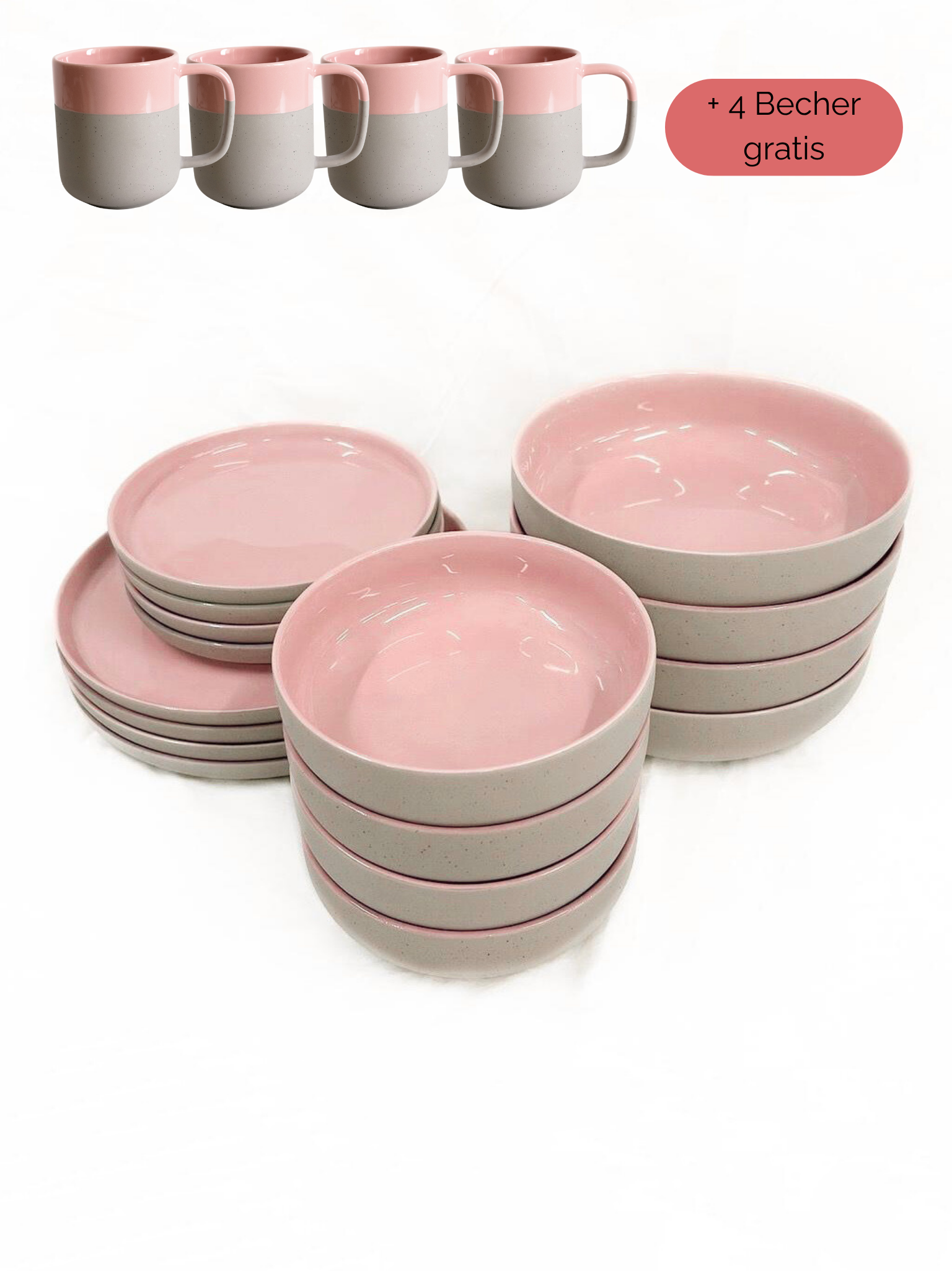 Geschirr-Set aus recycelter Keramik, Kollektion Nova Mei, Peach Glow