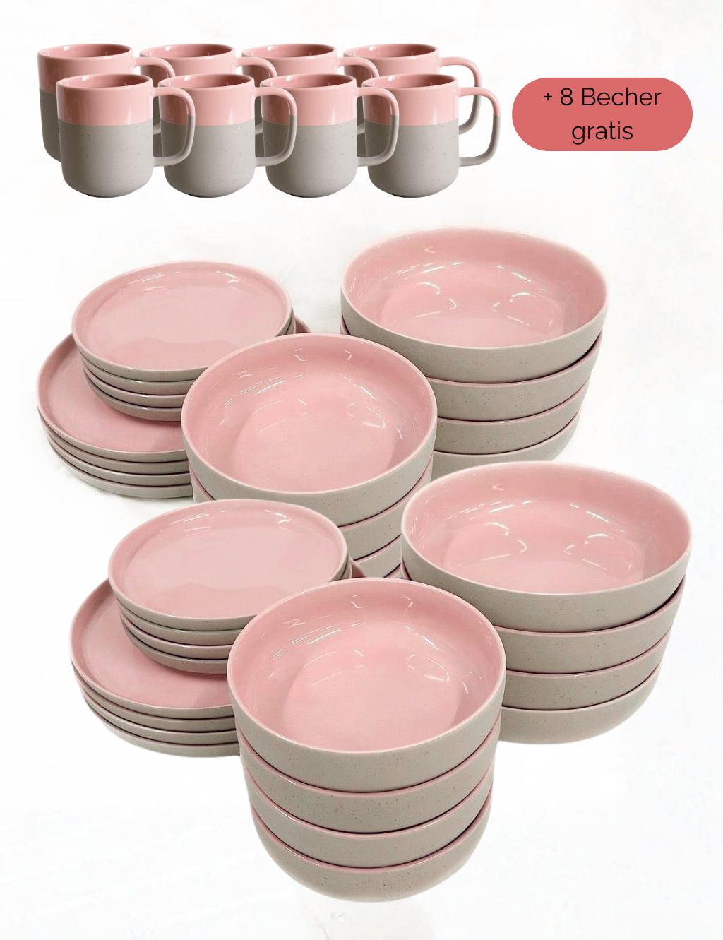 Geschirr-Set aus recycelter Keramik, Kollektion Nova Mei, Peach Glow