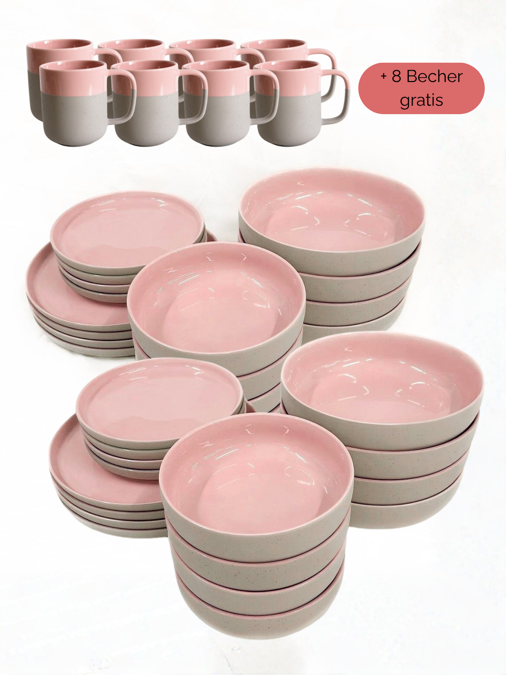 Geschirr-Set aus recycelter Keramik, Kollektion Nova Mei, Peach Glow