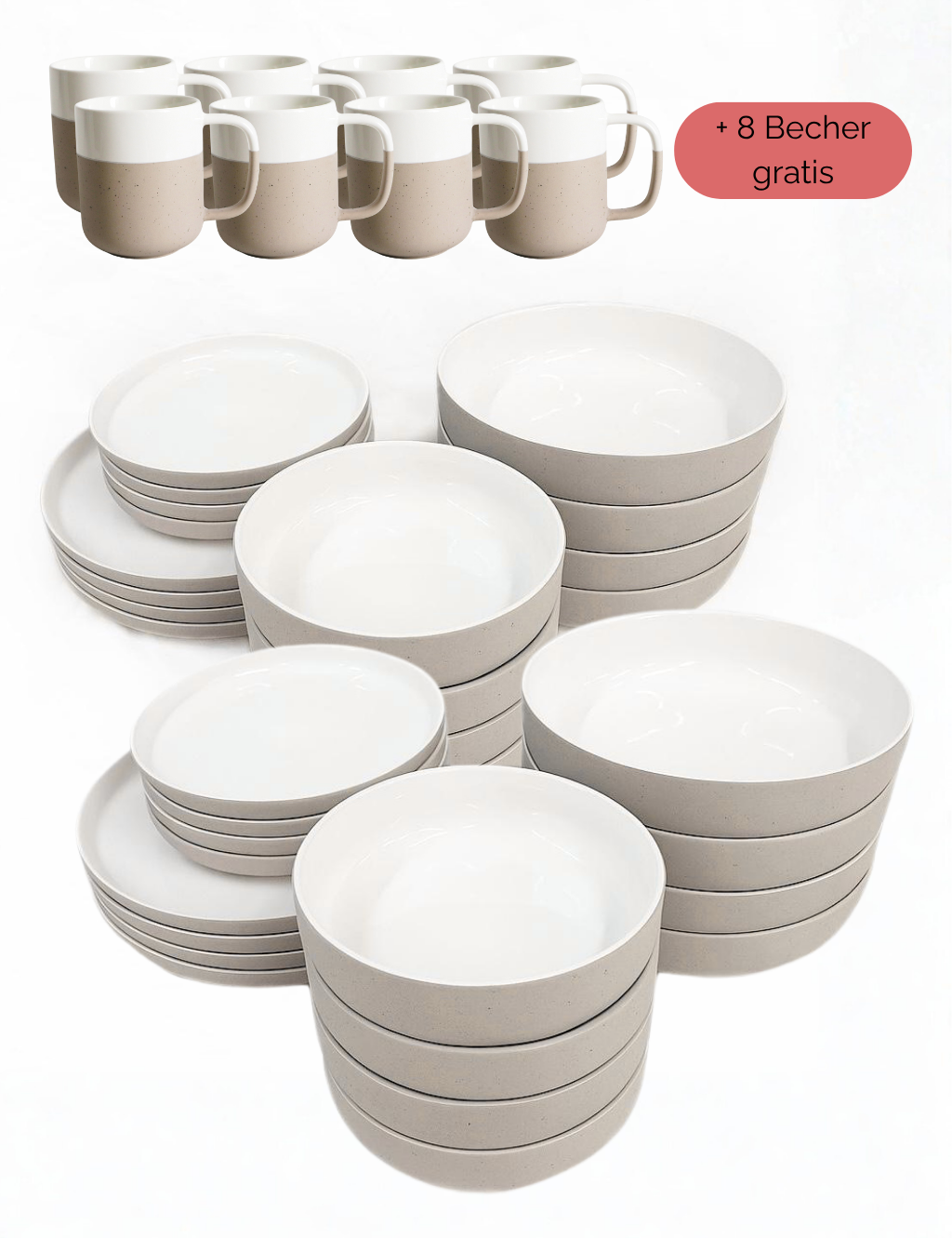 Geschirr-Set aus recycelter Keramik, Kollektion Nova Mei, Pure White