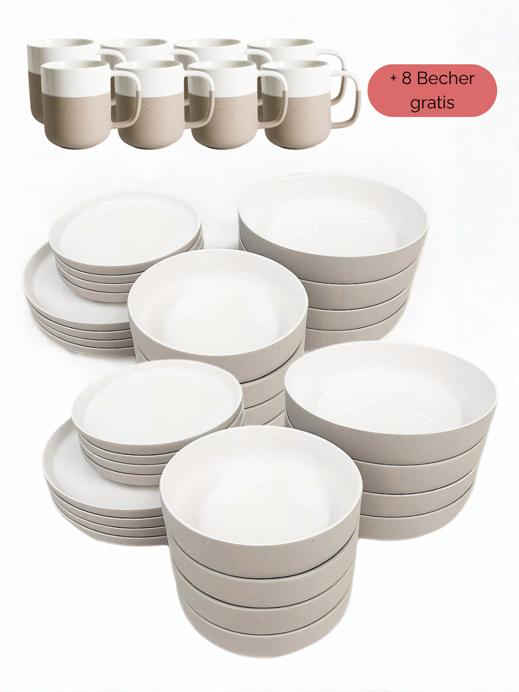 Geschirr-Set aus recycelter Keramik, Kollektion Nova Mei, Pure White