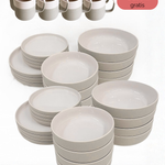Geschirr-Set aus recycelter Keramik, Kollektion Nova Mei, Soft Beige