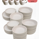 Geschirr-Set aus recycelter Keramik, Kollektion Nova Mei, Soft Beige