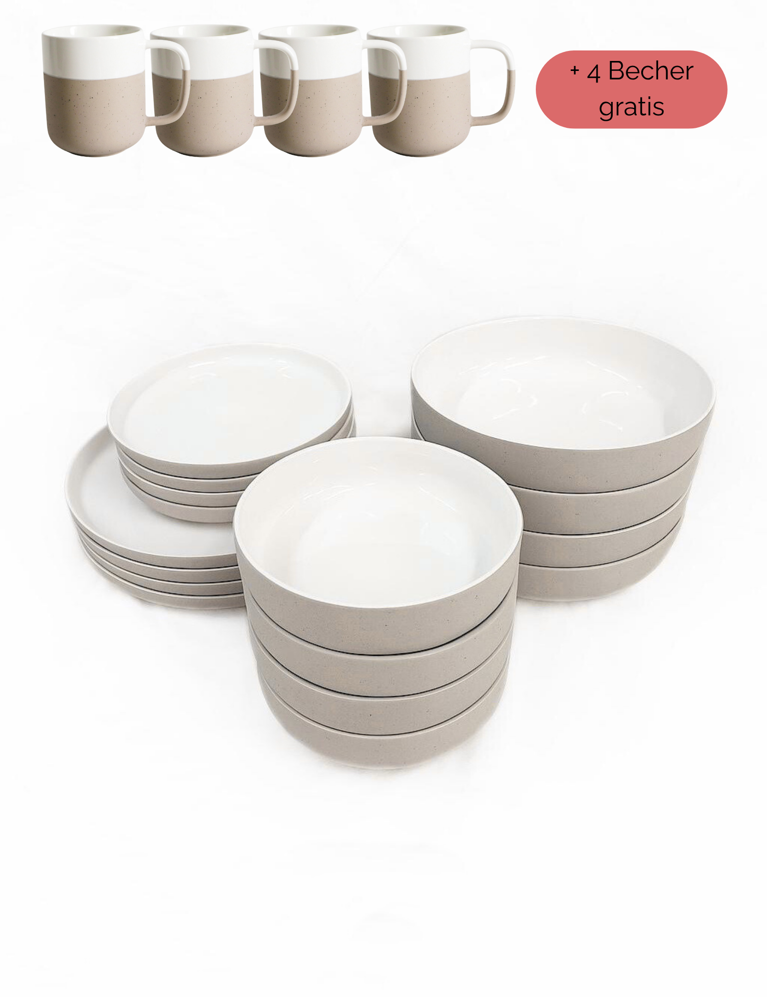 Geschirr-Set aus recycelter Keramik, Kollektion Nova Mei, Pure White