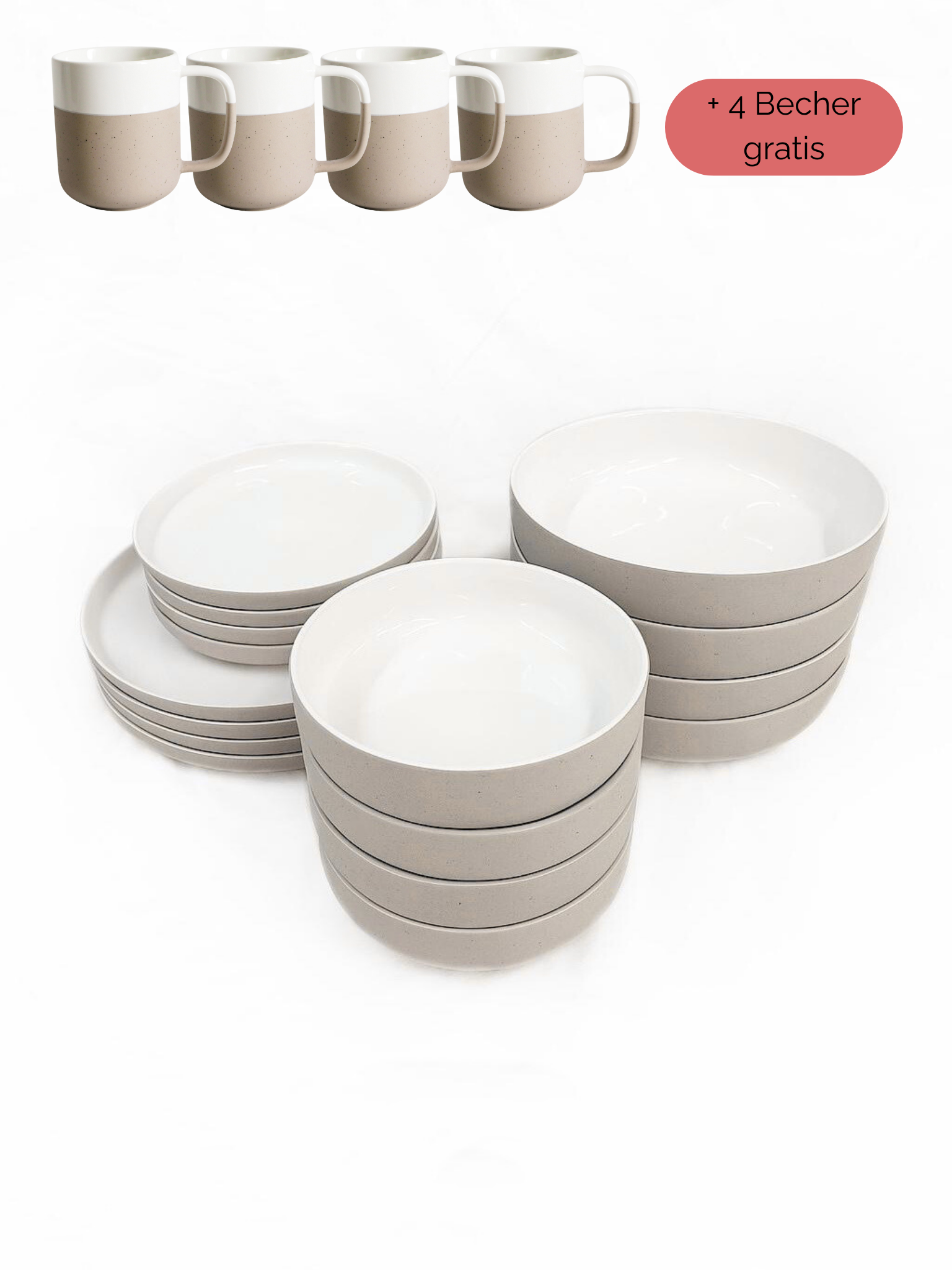 Geschirr-Set aus recycelter Keramik, Kollektion Nova Mei, Pure White